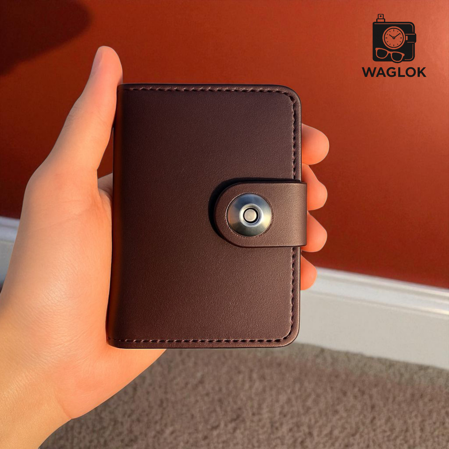 Magnetic Button Slim Wallet